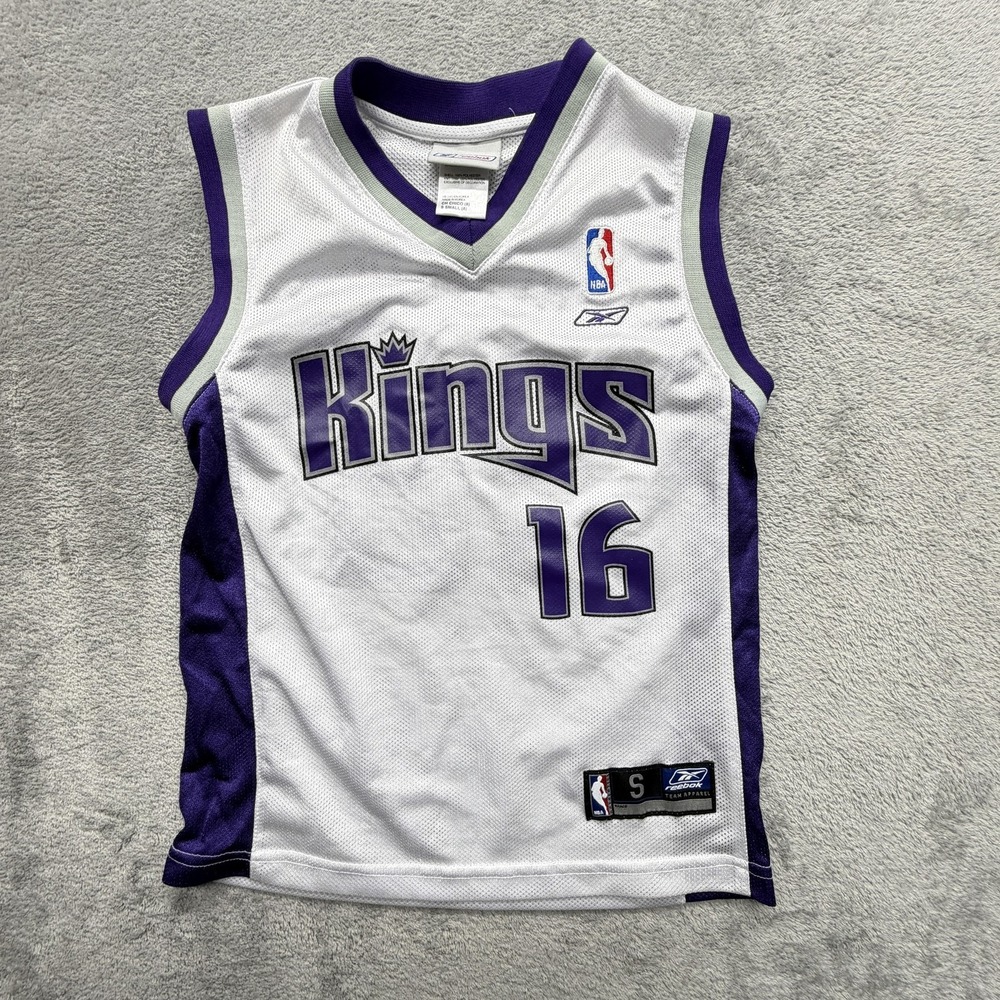 Sacramento Kings Jersey Boys Small White NBA Basketball Peja Stojakovic Reebok